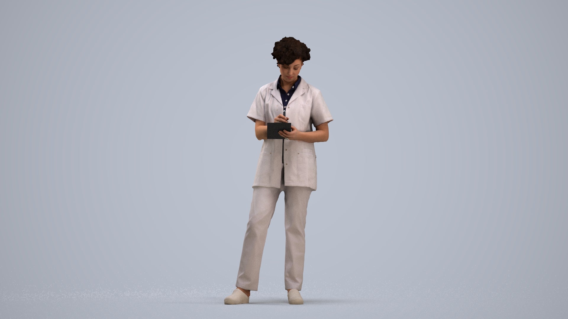 3D scanned woman medical, photorealistic archviz people for Enscape and SketchUp, standing pose render
