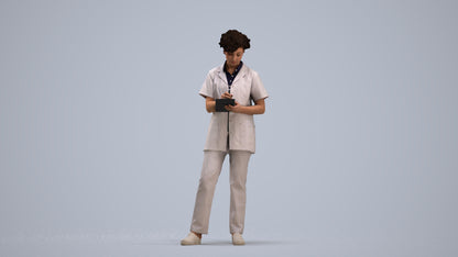 3D scanned woman medical, photorealistic archviz people for Enscape and SketchUp, standing pose render