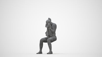 3D human model woman casual sport, photogrammetry scanned person for archviz, wireframe back view