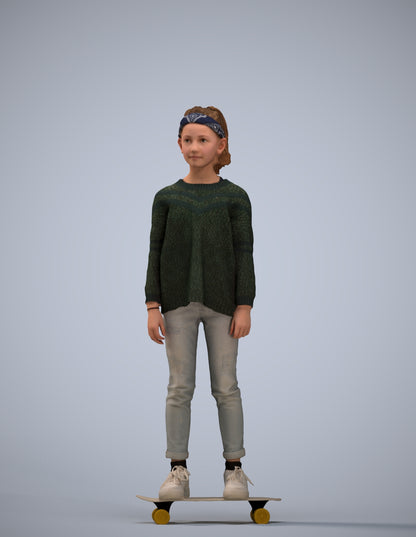scanned 3D girl casual kids, photogrammetry people for Enscape and V-Ray