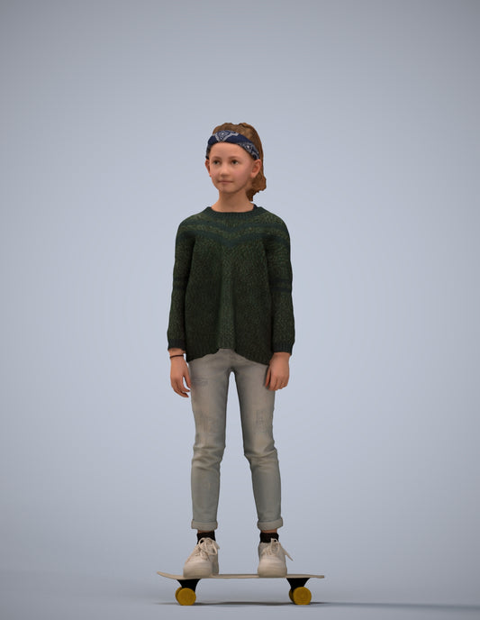 scanned 3D girl casual kids, photogrammetry people for Enscape and V-Ray