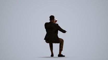 3D scanned man sitting formal, photorealistic archviz people for Enscape and SketchUp, front view render