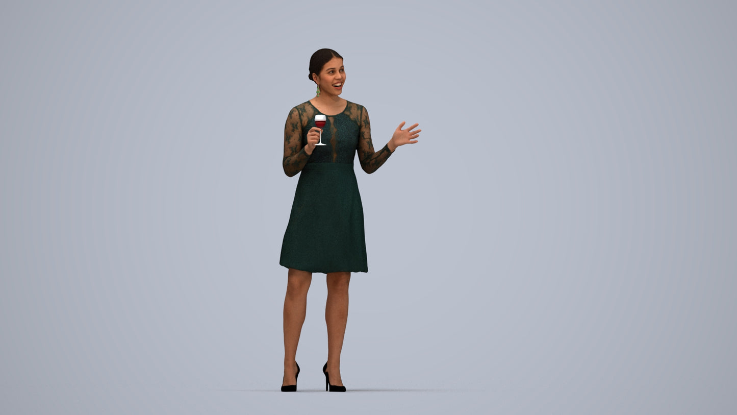 3D scanned woman business formal, photorealistic archviz people for Enscape and SketchUp, top-down view render