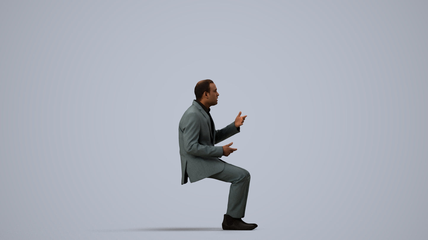 realistic 3D people man business, render-ready for V-Ray and Corona, FBX OBJ, side view render