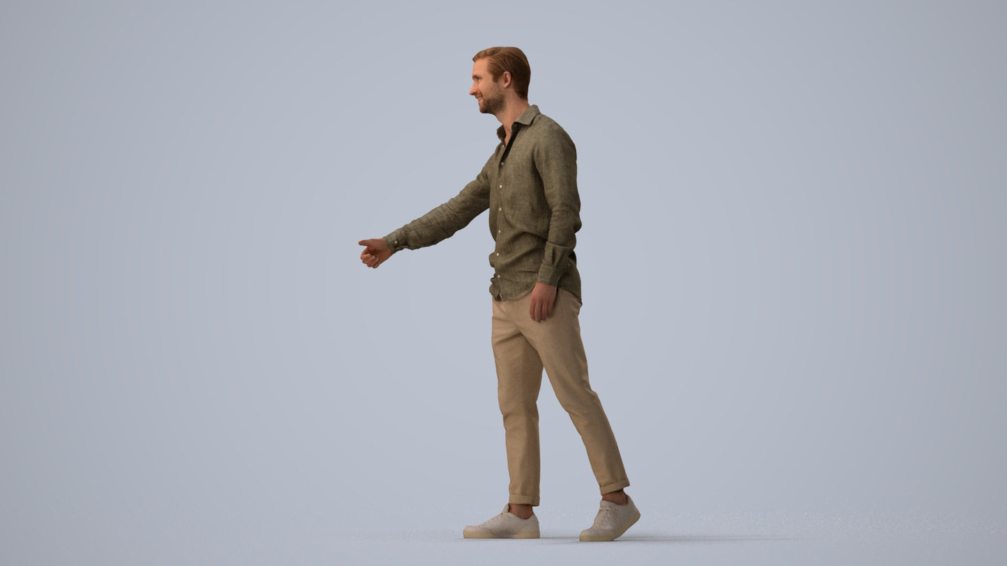 realistic 3D people man casual mix, render-ready for V-Ray and Corona, FBX OBJ, three-quarter view render