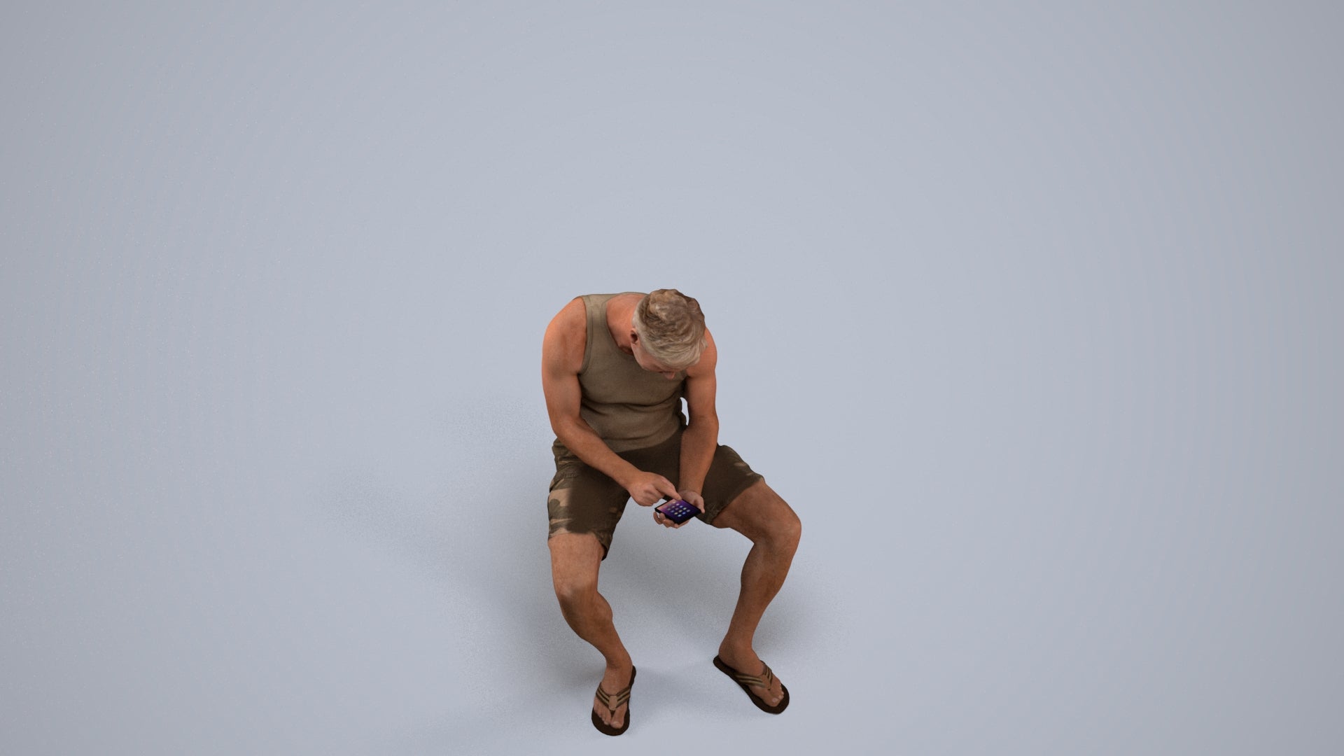 scanned 3D man casual sitting, photogrammetry people for Enscape and V-Ray, back view render