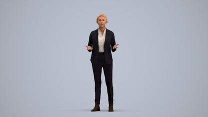 3D scanned woman business, photorealistic archviz people for Enscape and SketchUp, standing pose render