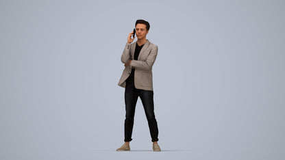 photogrammetry 3D man business standing, realistic human model archviz FBX, top-down view render