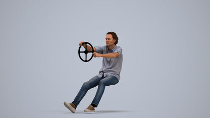 realistic 3D man casual driving, scanned archviz people for Blender and 3ds Max, standing pose render