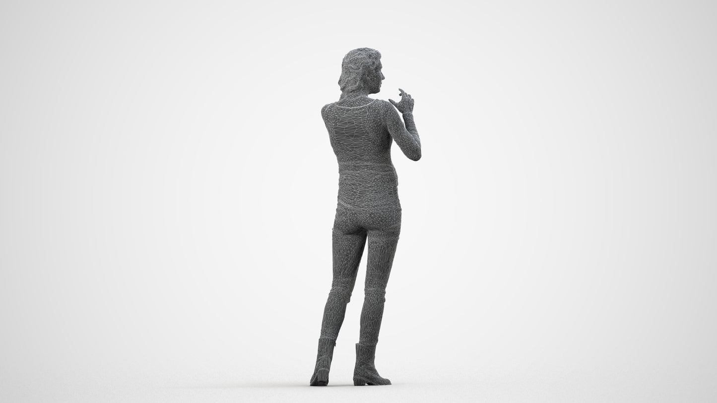 realistic 3D human woman casual walking, archviz people FBX OBJ for Blender, wireframe side view