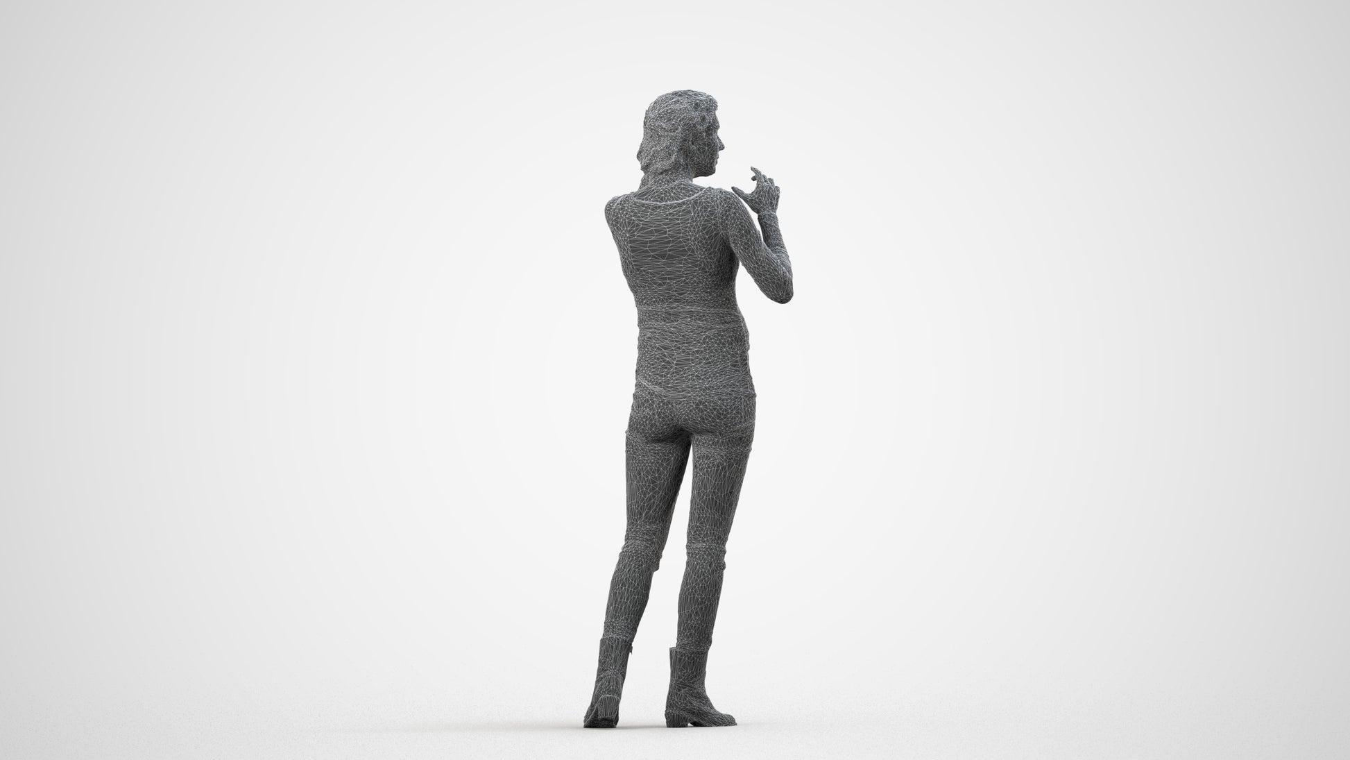 realistic 3D human woman casual walking, archviz people FBX OBJ for Blender, wireframe side view