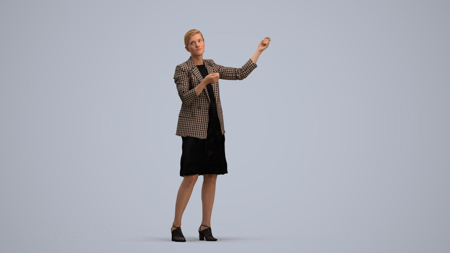 3D scanned woman business, photorealistic archviz people for Enscape and SketchUp, standing pose render