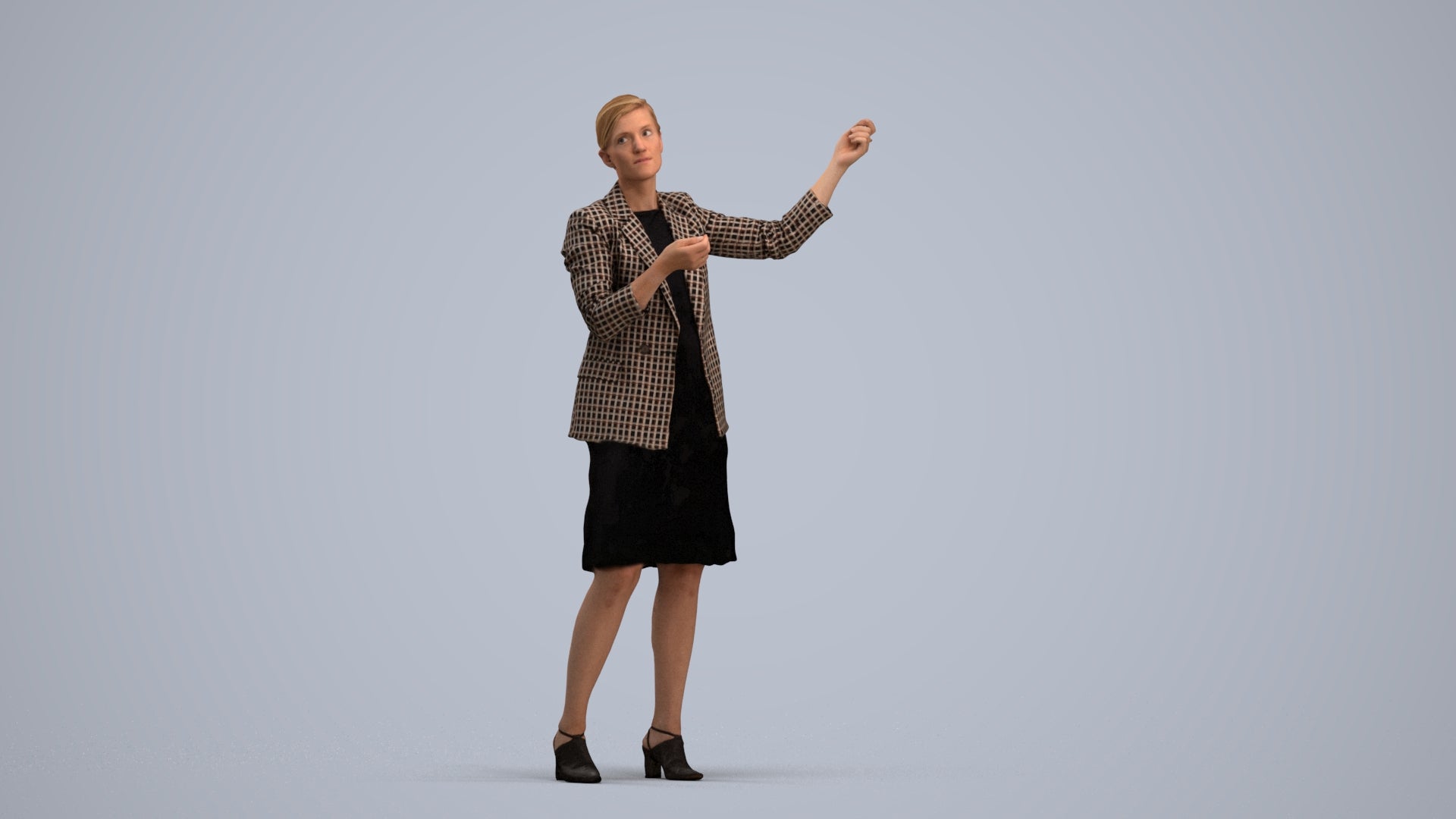 3D scanned woman business, photorealistic archviz people for Enscape and SketchUp, standing pose render