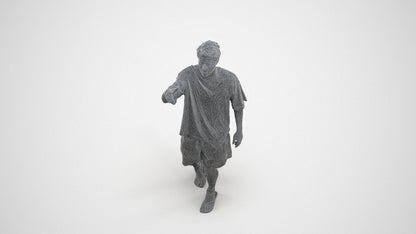 scanned 3D man casual walking, photogrammetry people for Enscape and V-Ray, wireframe three-quarter view