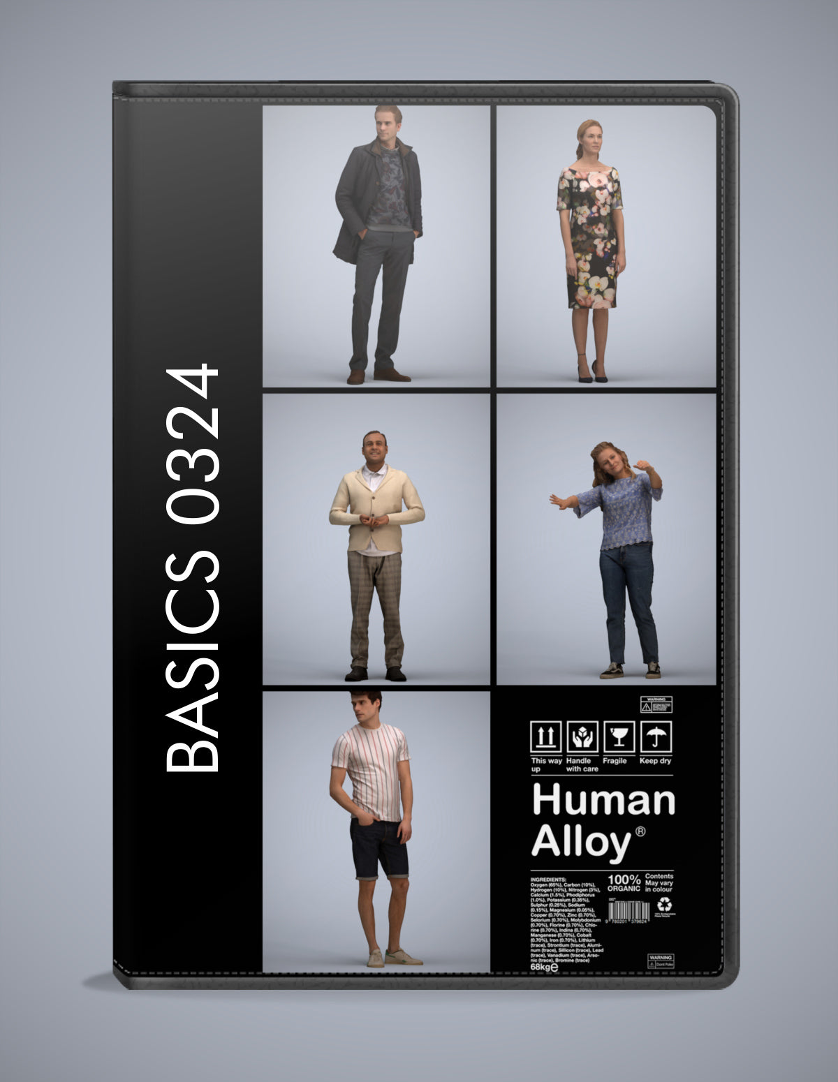3D people models standing bundle, 5 scanned humans for 3ds Max rendering