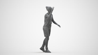 realistic 3D woman sport, scanned archviz people for Blender and 3ds Max, wireframe side view