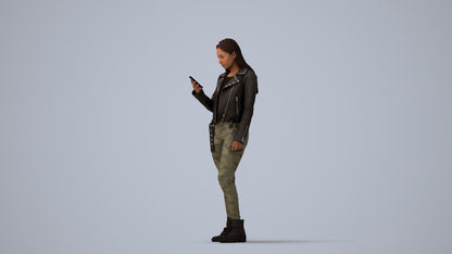 realistic 3D human woman casual shopping, archviz people FBX OBJ for Blender, three-quarter view render