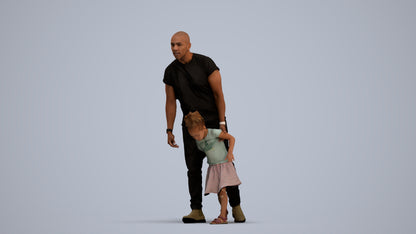 realistic 3D human girl casual kids, archviz people FBX OBJ for Blender, standing pose render