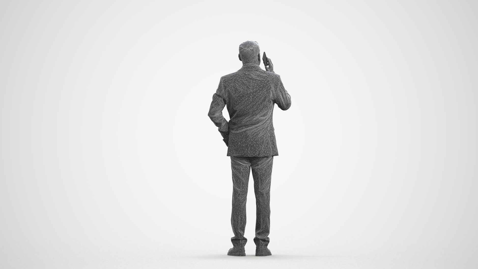3D scanned man business, photorealistic archviz people for Enscape and SketchUp, wireframe front view