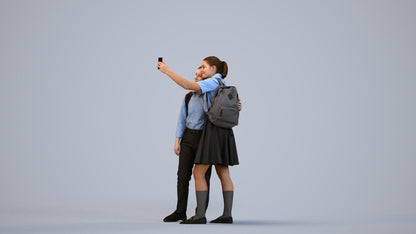 realistic 3D woman casual shopping, scanned archviz people for Blender and 3ds Max, three-quarter view render