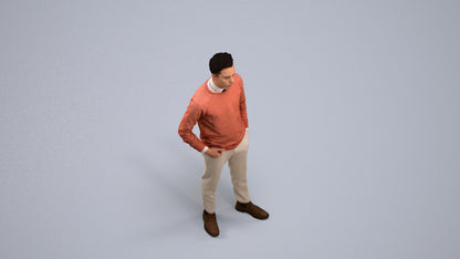 3D scanned man business casual, photorealistic archviz people for Enscape and SketchUp, back view render