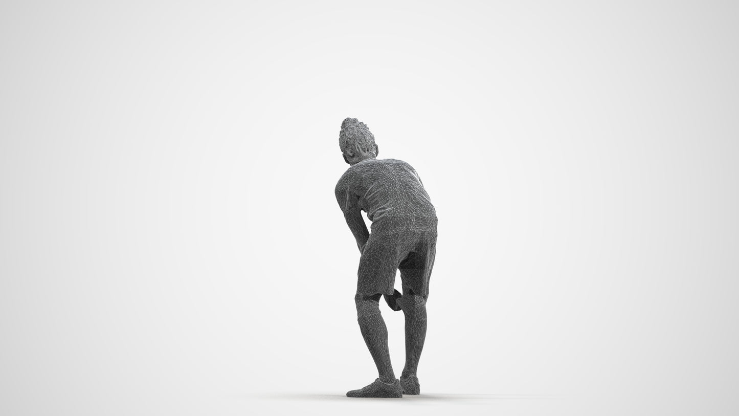 realistic 3D man sport, scanned archviz people for Blender and 3ds Max, wireframe front view