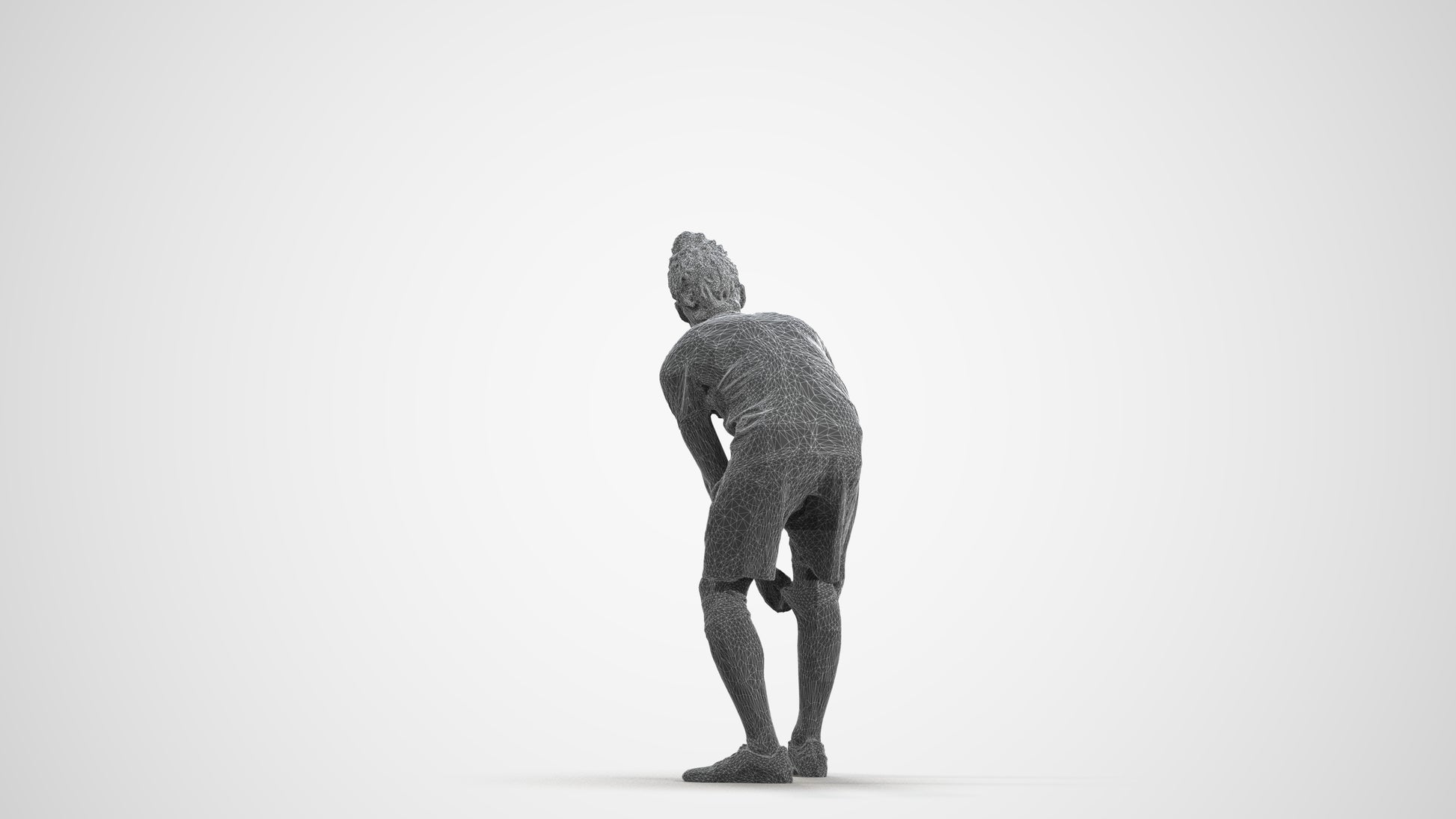 realistic 3D man sport, scanned archviz people for Blender and 3ds Max, wireframe front view