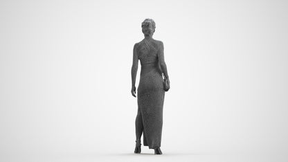 3D human model woman formal formalaffairs, photogrammetry scanned person for archviz, wireframe front view