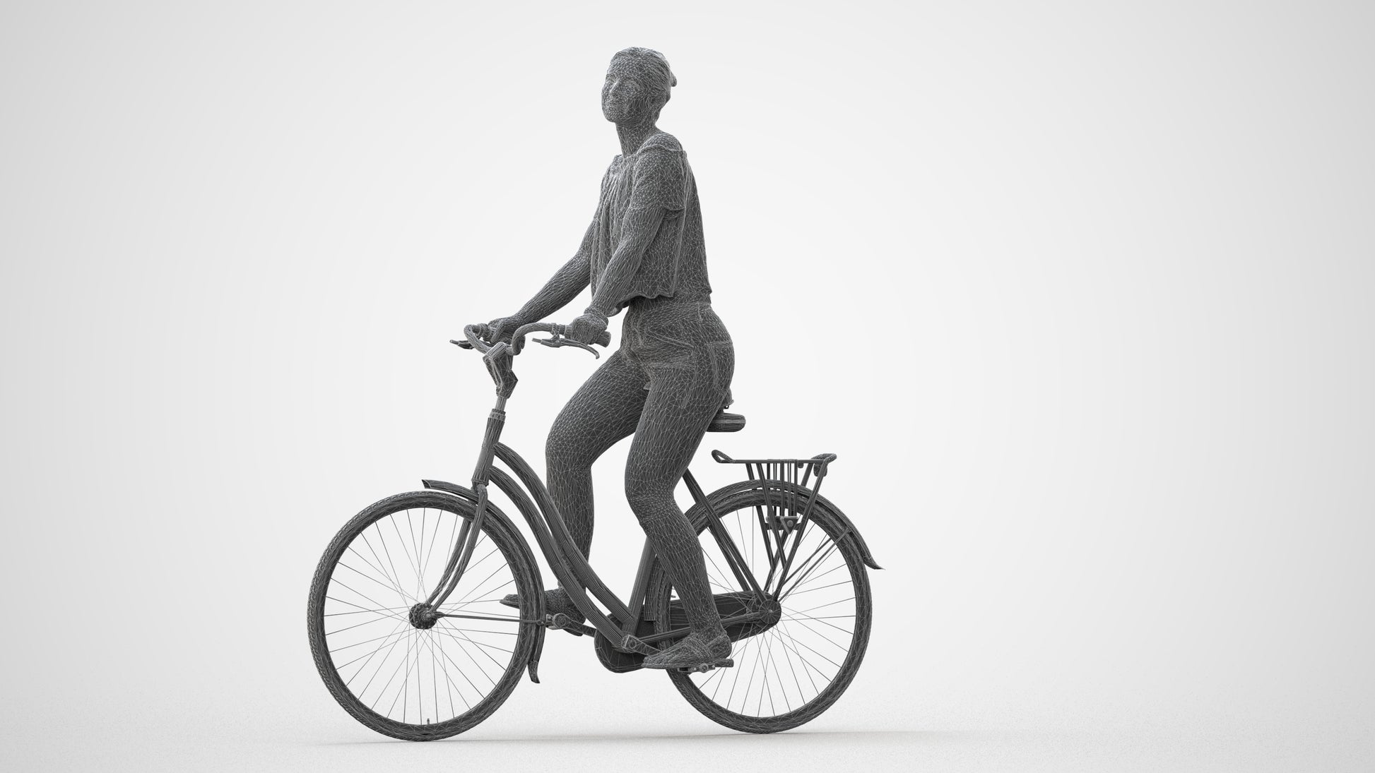 3D people model woman casual cycling, scanned human for 3ds Max rendering, square thumbnail