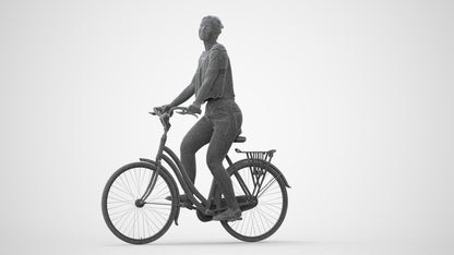 3D people model woman casual cycling, scanned human for 3ds Max rendering, square thumbnail