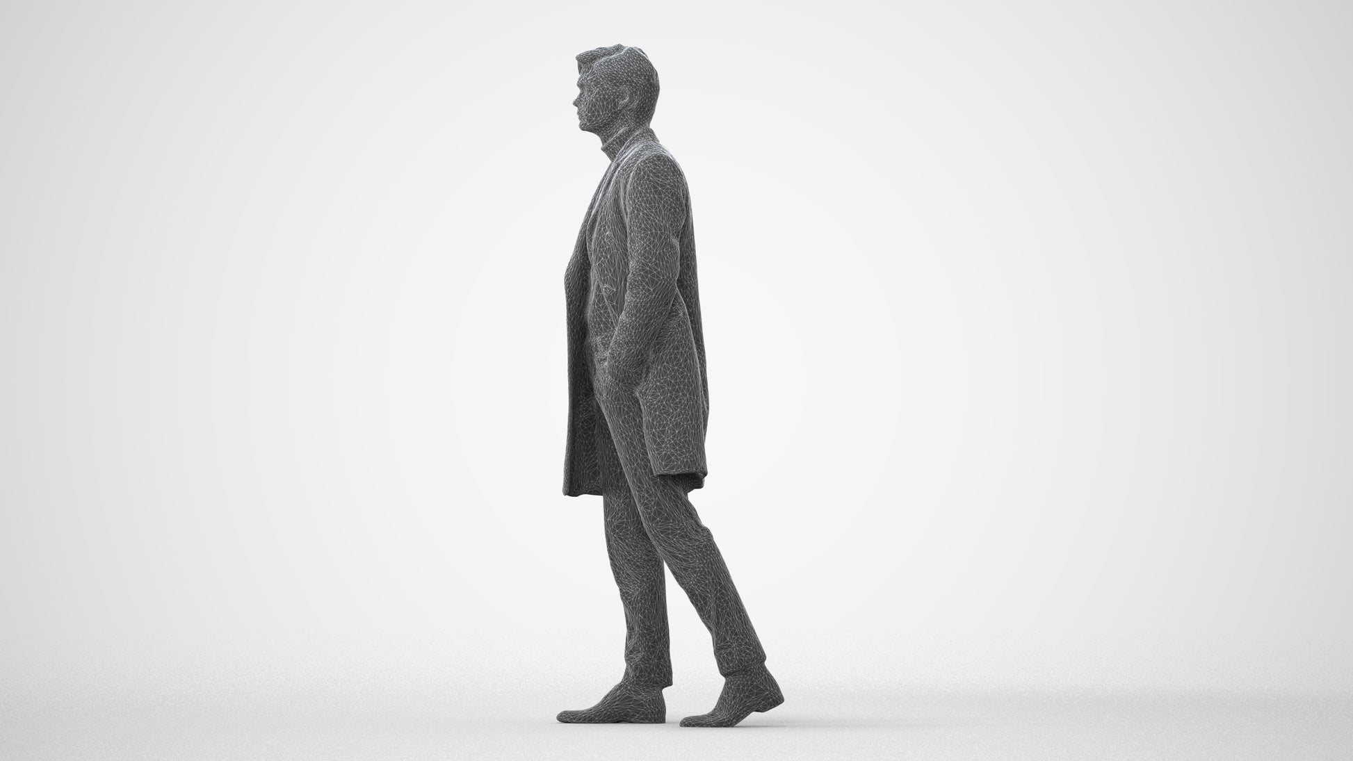 photogrammetry 3D man business walking, realistic human model archviz FBX, square thumbnail