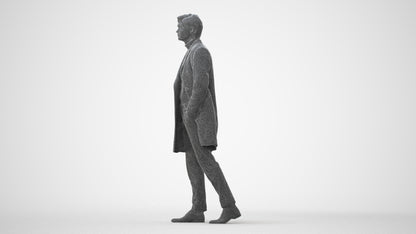 photogrammetry 3D man business walking, realistic human model archviz FBX, square thumbnail