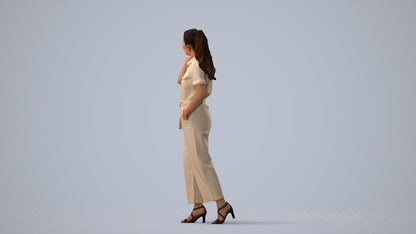 scanned 3D woman formal walking, photogrammetry people for Enscape and V-Ray, three-quarter view render