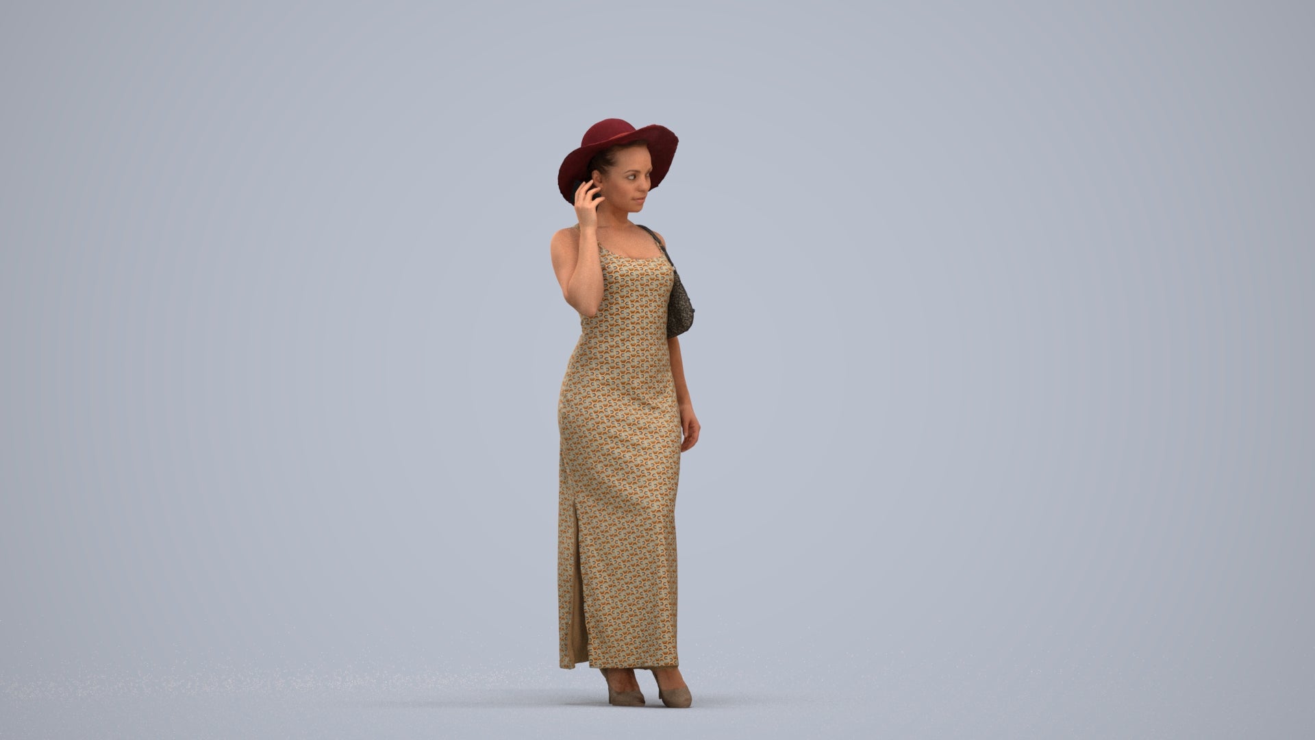 realistic 3D human woman casual walking, archviz people FBX OBJ for Blender, standing pose render