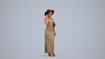 realistic 3D human woman casual walking, archviz people FBX OBJ for Blender, standing pose render