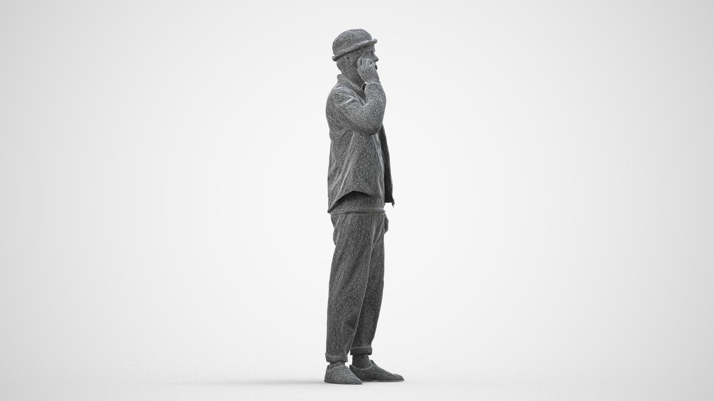 realistic 3D people man casual standing, render-ready for V-Ray and Corona, FBX OBJ, wireframe side view