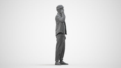 realistic 3D people man casual standing, render-ready for V-Ray and Corona, FBX OBJ, wireframe side view