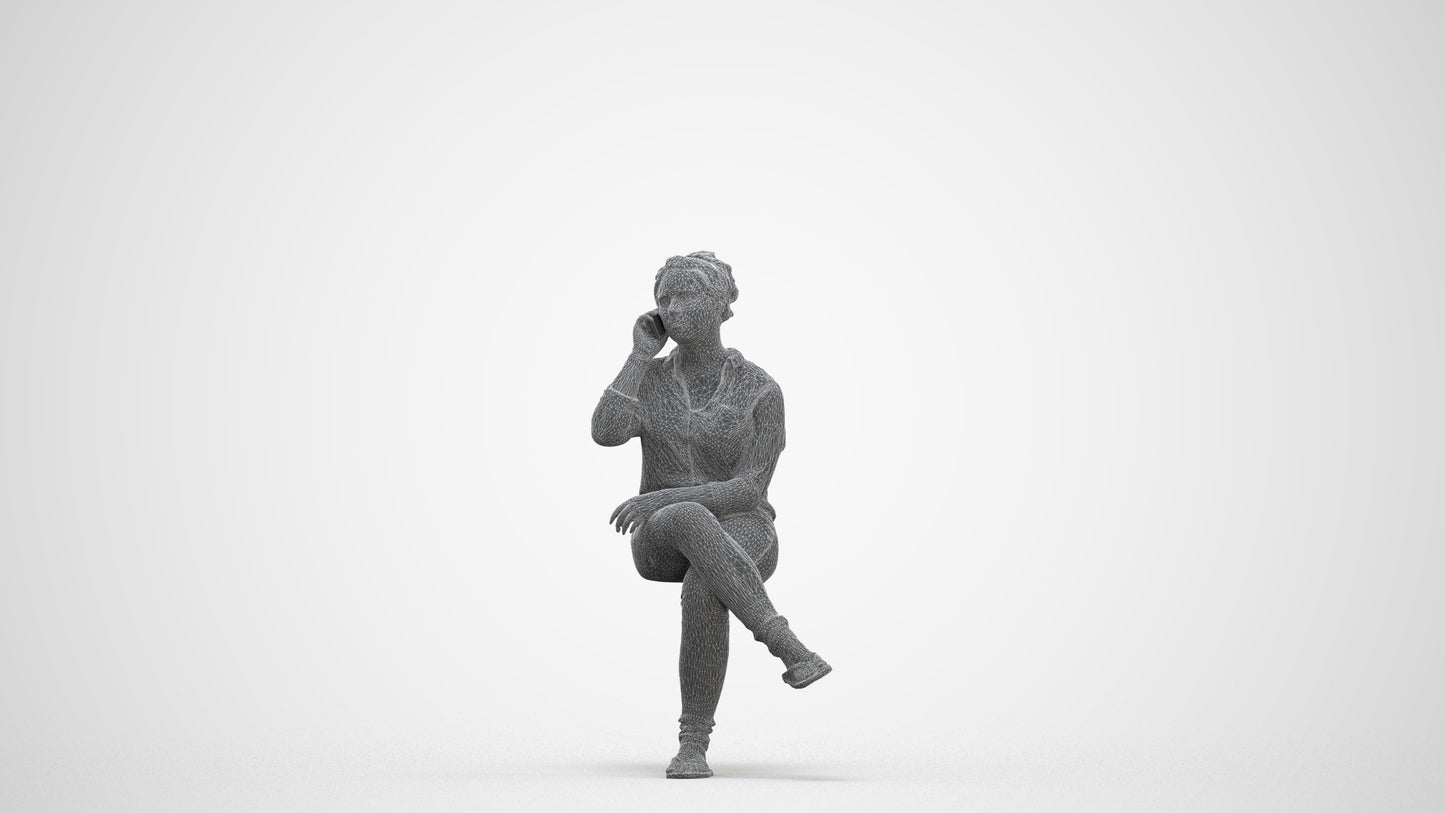 3D scanned boy sitting casual, photorealistic archviz people for Enscape and SketchUp, three-quarter front view render