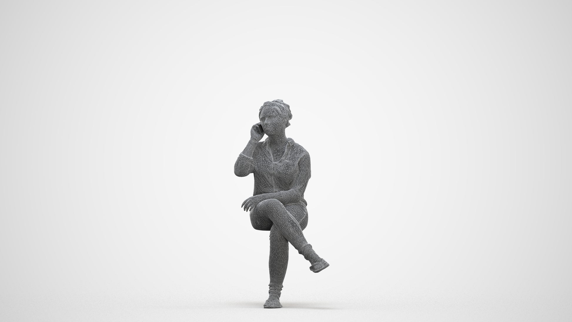 3D scanned boy sitting casual, photorealistic archviz people for Enscape and SketchUp, three-quarter front view render