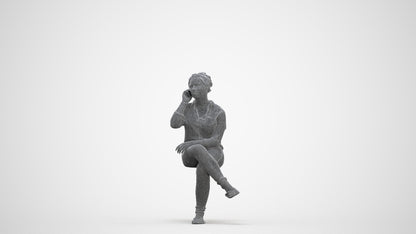 3D scanned boy sitting casual, photorealistic archviz people for Enscape and SketchUp, three-quarter front view render