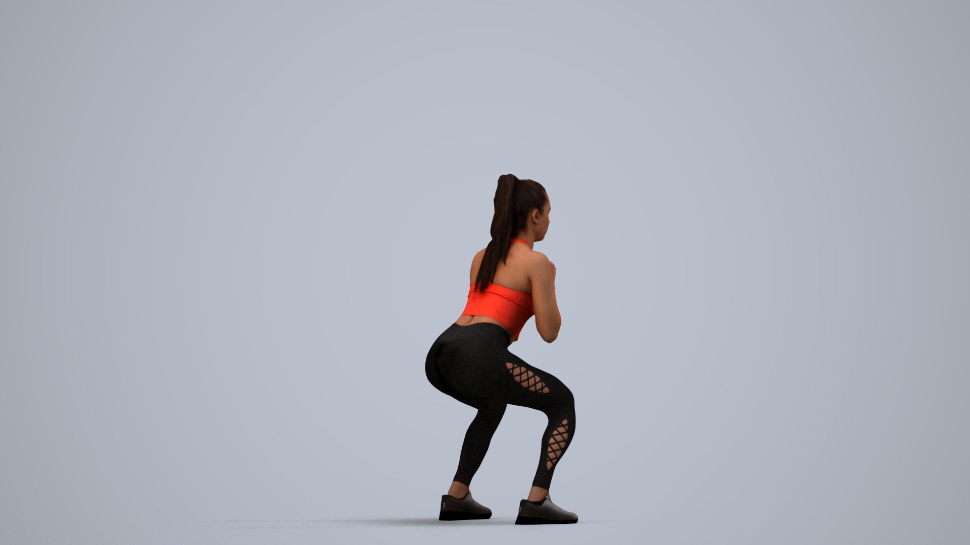 scanned 3D woman sport, photogrammetry people for Enscape and V-Ray, side view render