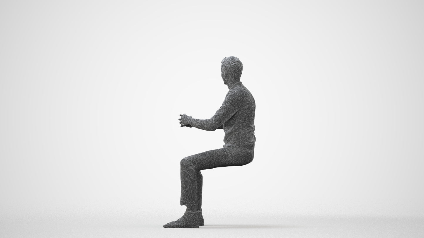 3D human model man casual business, photogrammetry scanned person for archviz, square thumbnail