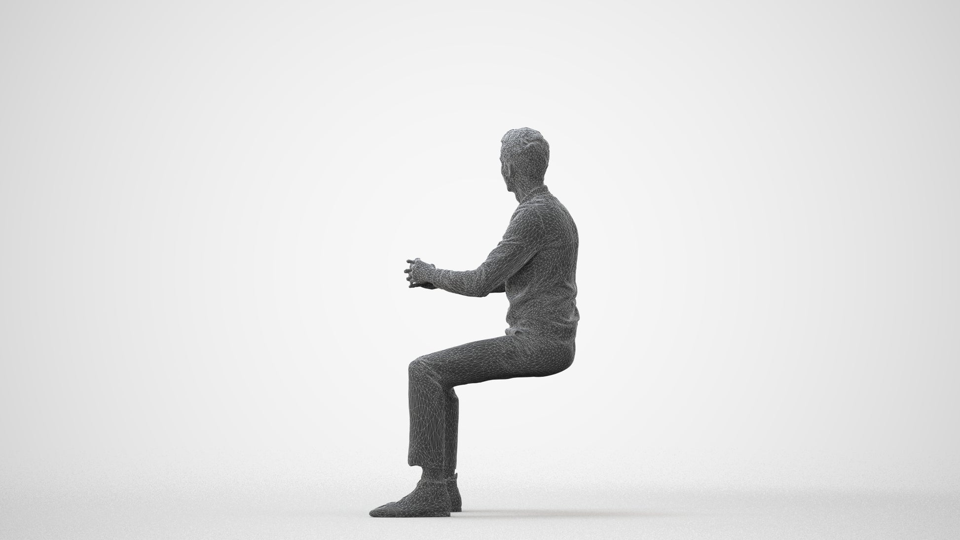 3D human model man casual business, photogrammetry scanned person for archviz, square thumbnail