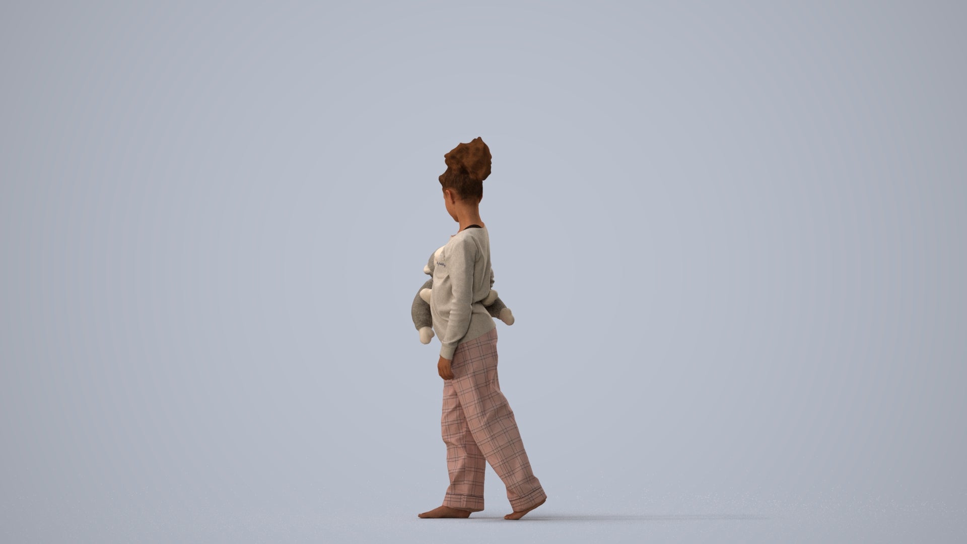 realistic 3D people girl kids, render-ready for V-Ray and Corona, FBX OBJ, three-quarter view render