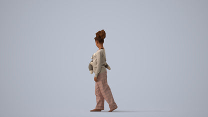realistic 3D people girl kids, render-ready for V-Ray and Corona, FBX OBJ, three-quarter view render