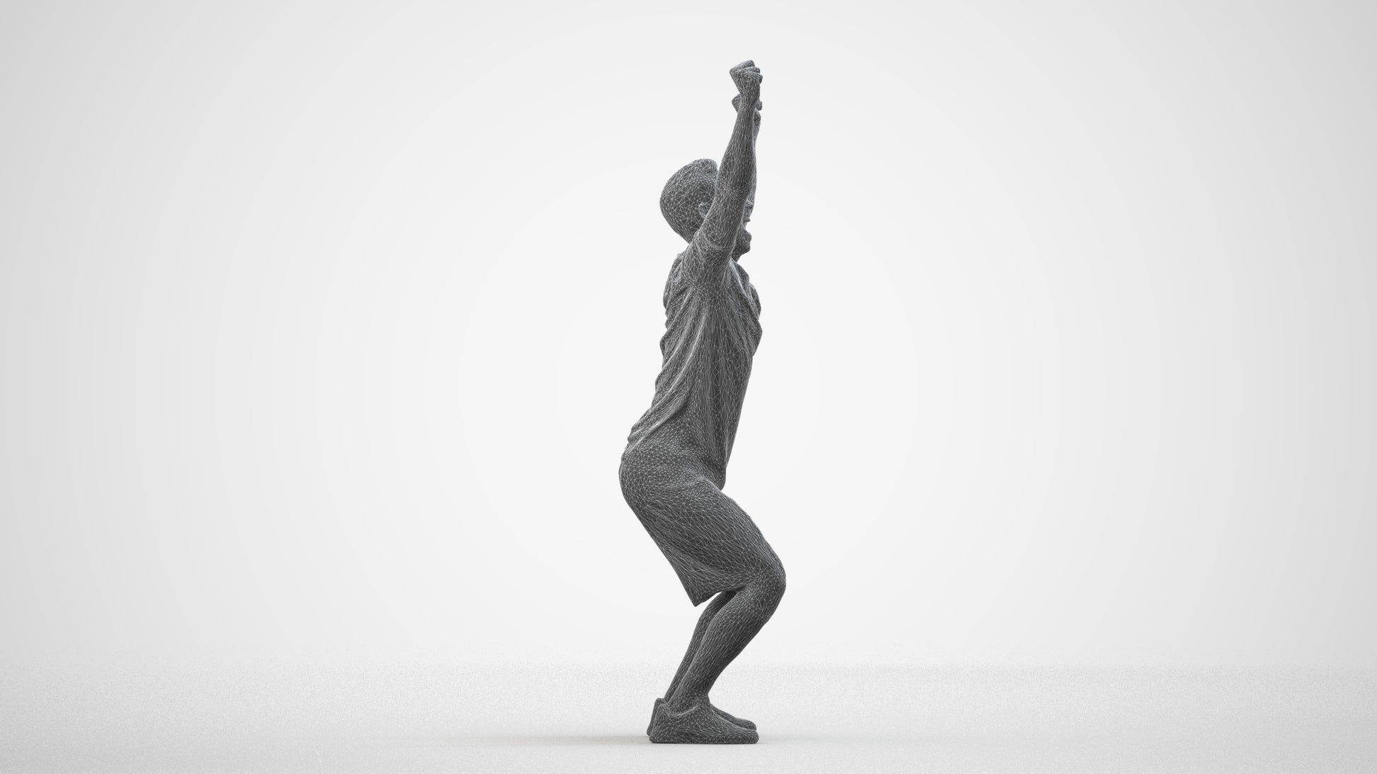 realistic 3D people man sport, render-ready for V-Ray and Corona, FBX OBJ, wireframe side view