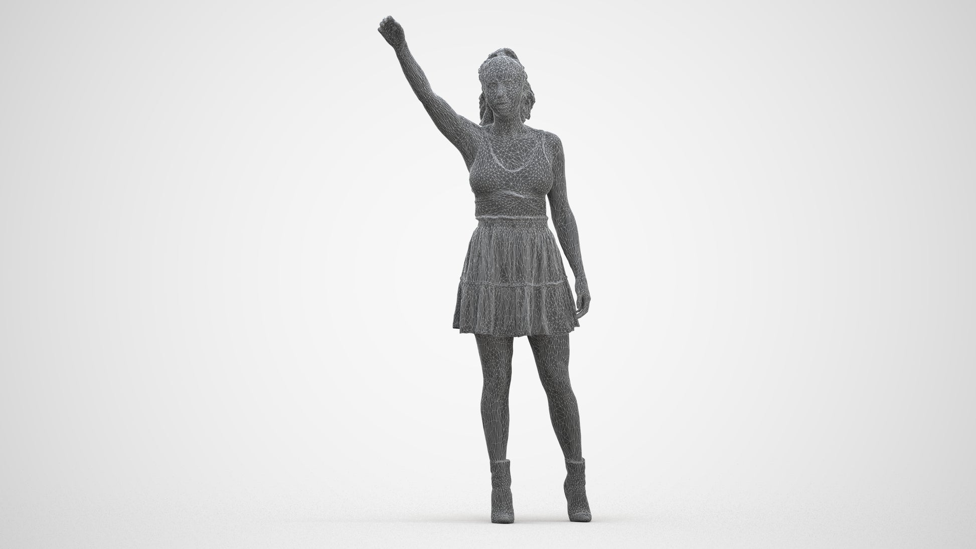 realistic 3D human woman casual standing, archviz people FBX OBJ for Blender, three-quarter front view render