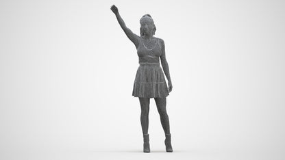 realistic 3D human woman casual standing, archviz people FBX OBJ for Blender, three-quarter front view render