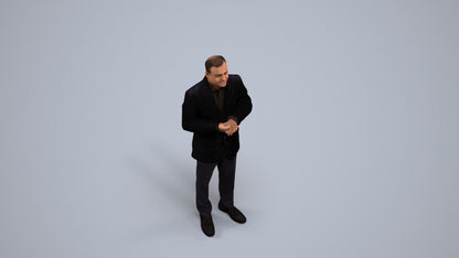 realistic 3D human man formal standing, archviz people FBX OBJ for Blender, back view render