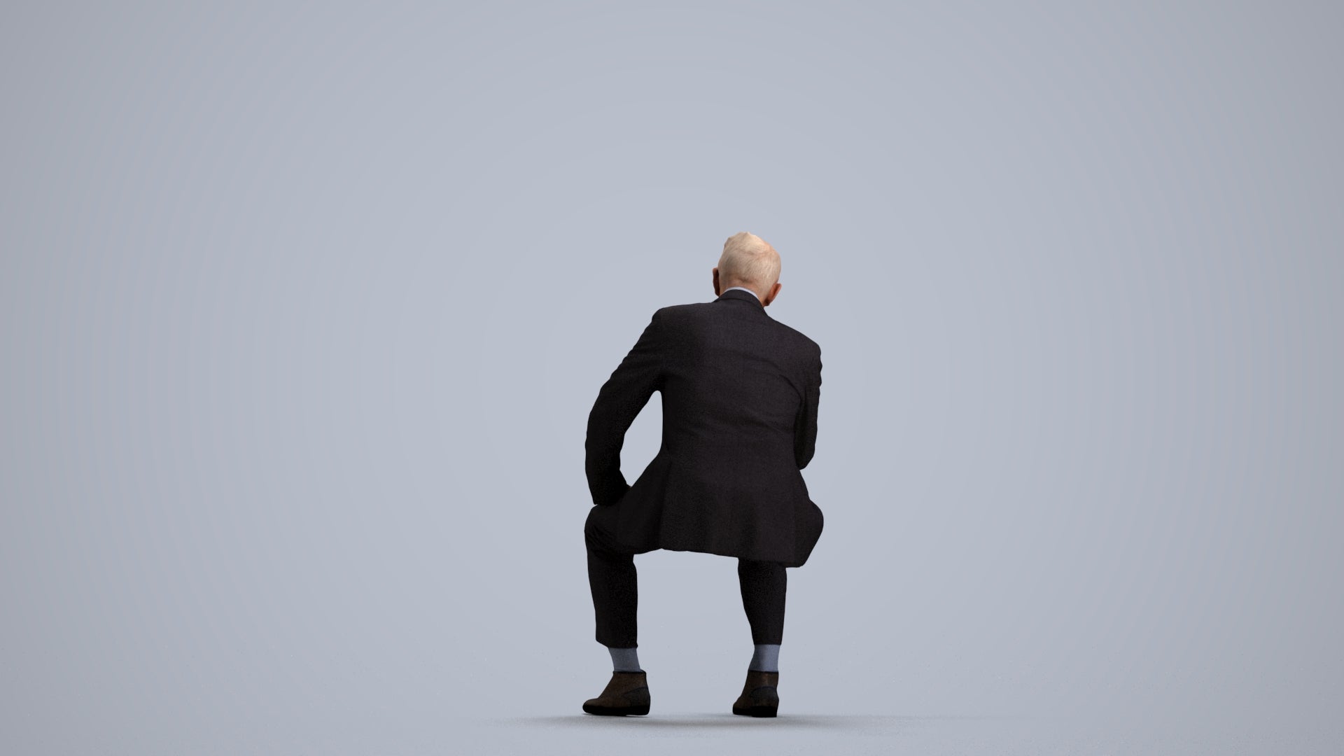 3D scanned senior man business, photorealistic archviz people for Enscape and SketchUp, front view render